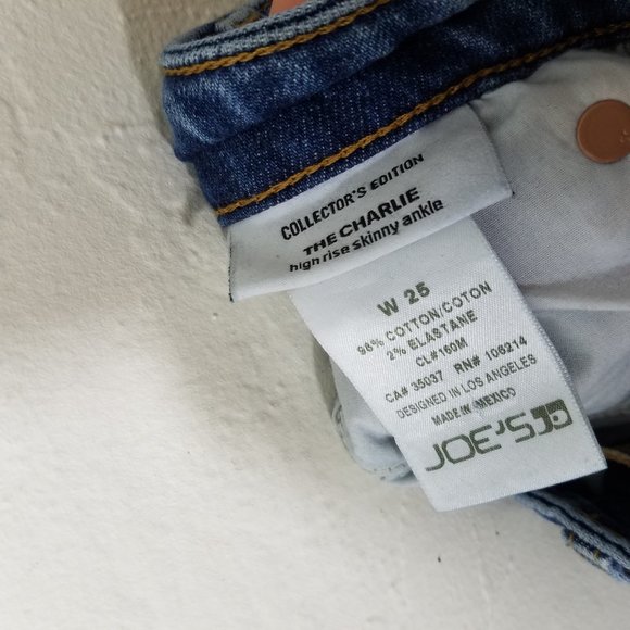 Joe's Jeans The Charlie High Rise Skinny Ankle Distressed Jeans Size 25 - Picture 6 of 7